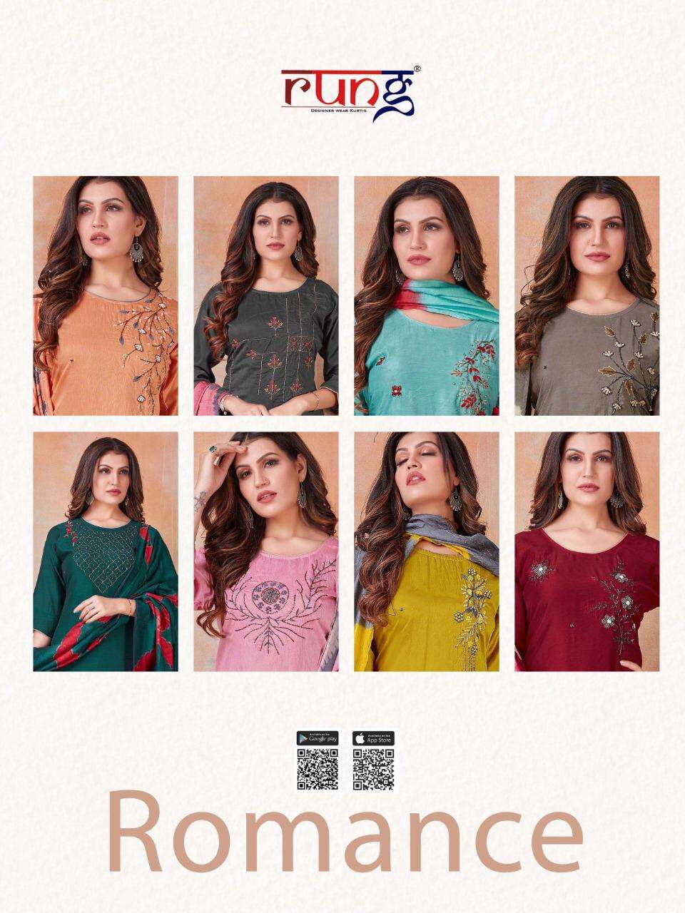 RUNG PRESENTS ROMANCE HEAVY SILK EMBROIDERY KURTI WITH DUPATTA COLLECTION